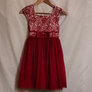 Jona Michelle Red Lace Formal Dress
